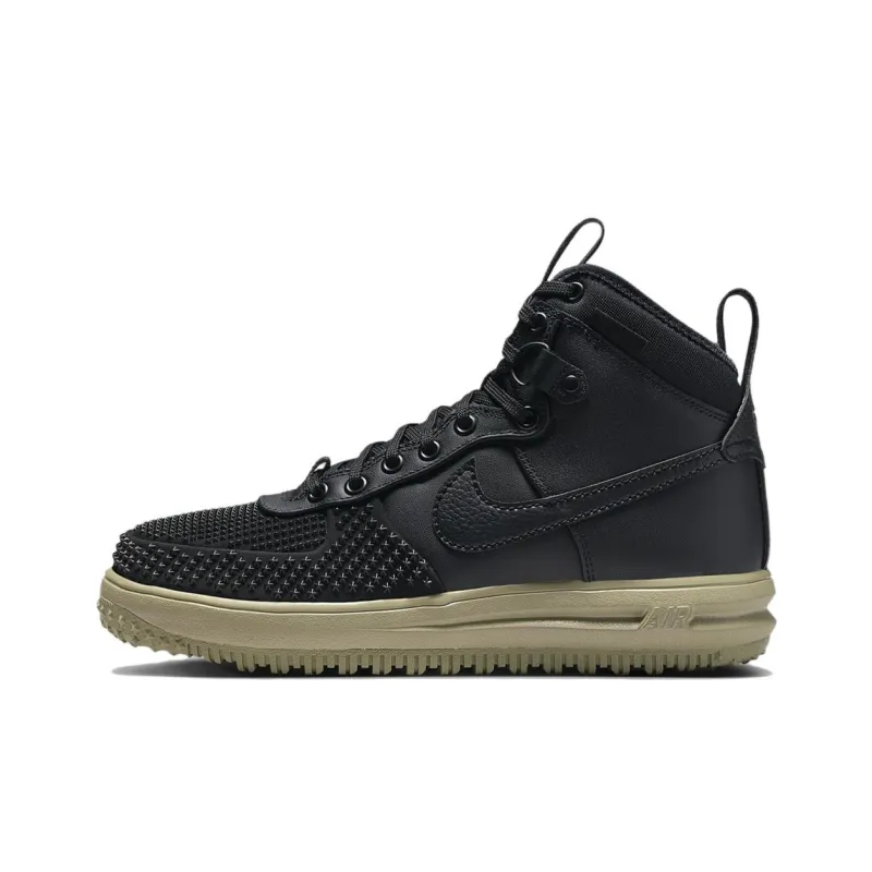 Nike Lunar Force 1 Duckboots Slip-Resistant High Top Скейтборд Кроссовки Мужские Черные