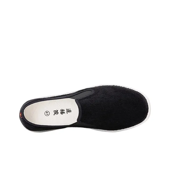 Bian Fumao Old Beijing Cloth Обувь Без Шнуровки Мужская Черная