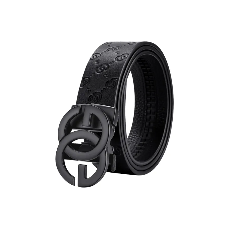 POLO Ремни из коровьей кожи Мужской Electroplating Черный Ширина 3,5 см