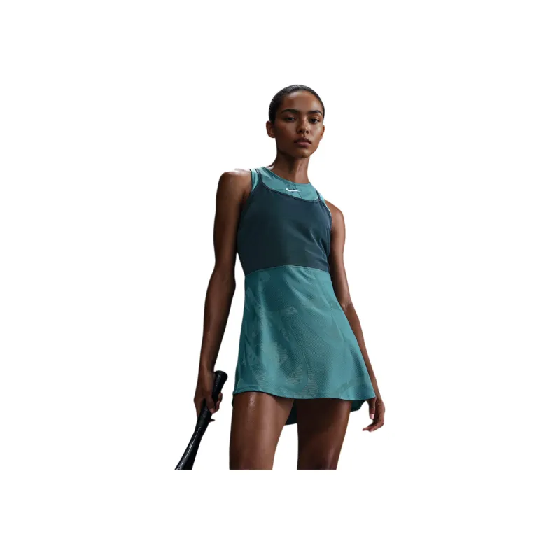 Nike Court SlamDri Форма Без рукавов Платье Женские Минеральный синий Зеленый Выцветший Ель Высокий ПРЕССУР Цвет Белый