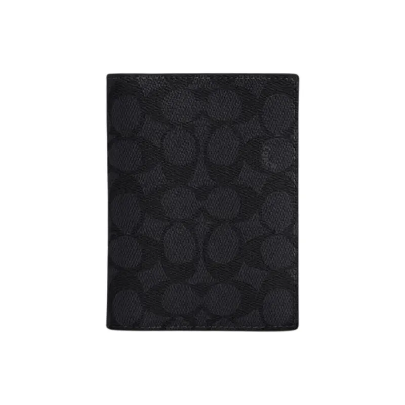 COACH Чехол для паспорта с покрытием Холст Картхолдер Мини Унисекс Черный