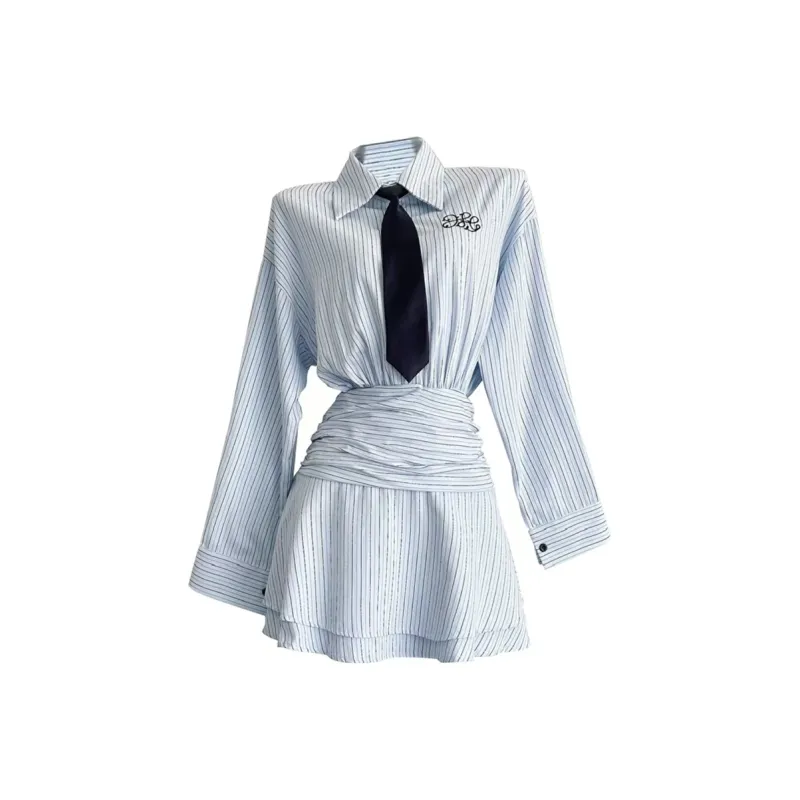 JOSR Длинное платье с длинными рукавами женское синее