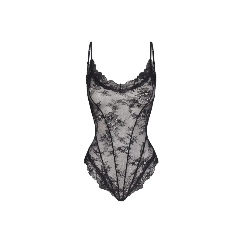 SKIMS Ультра Fine Lace TEDDY Комбинезон Женский Onyx Onyx