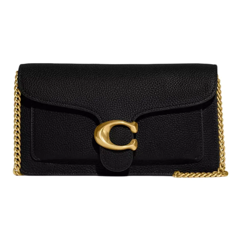 COACH Цепь Коровья кожа Одно плечо Через плечо Клатч Маленький Женский Черный