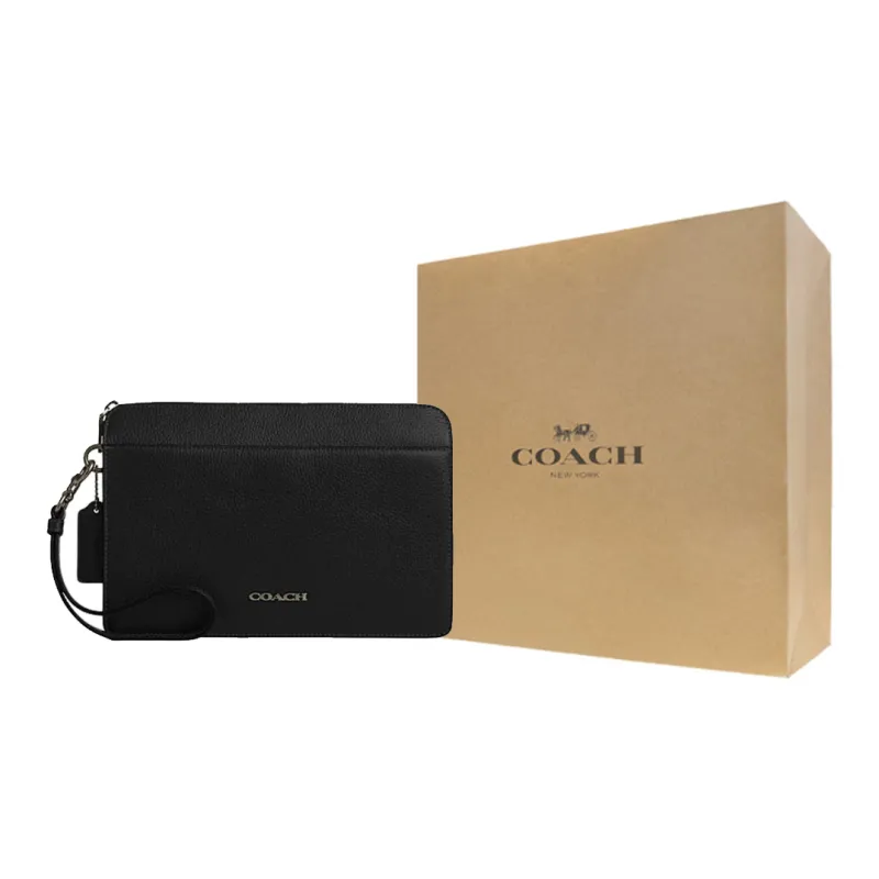 COACH Клатч из коровьей кожи средний мужской черный