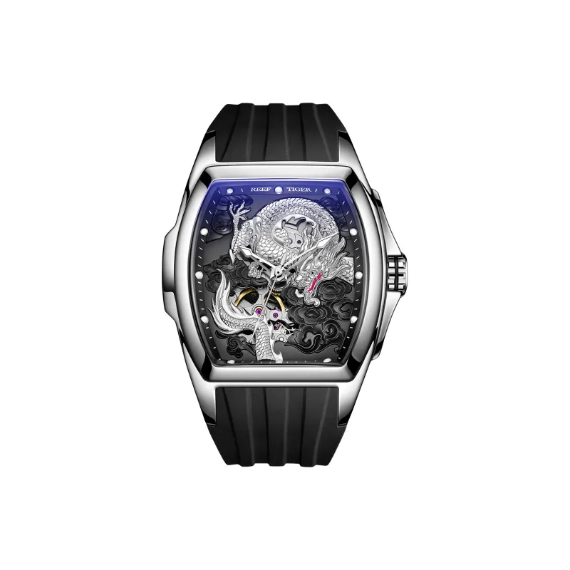 REEF TIGER Автоматический Механический Механизм Мужские Часы 44,6mm*18,25mm Черный