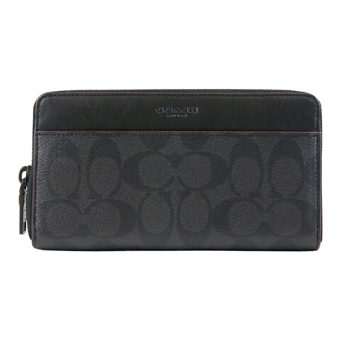 COACH Аккордеонный кошелек Покрытие Холст Клатч Мужской Серый Черный