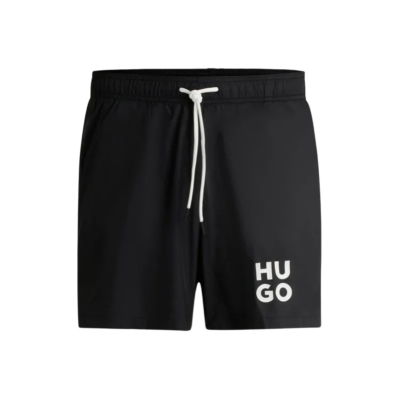 Hugo Boss Быстросохнущие Плавательные Шорты Stacked с Логотипом Пляжные Шорты Мужские Черные