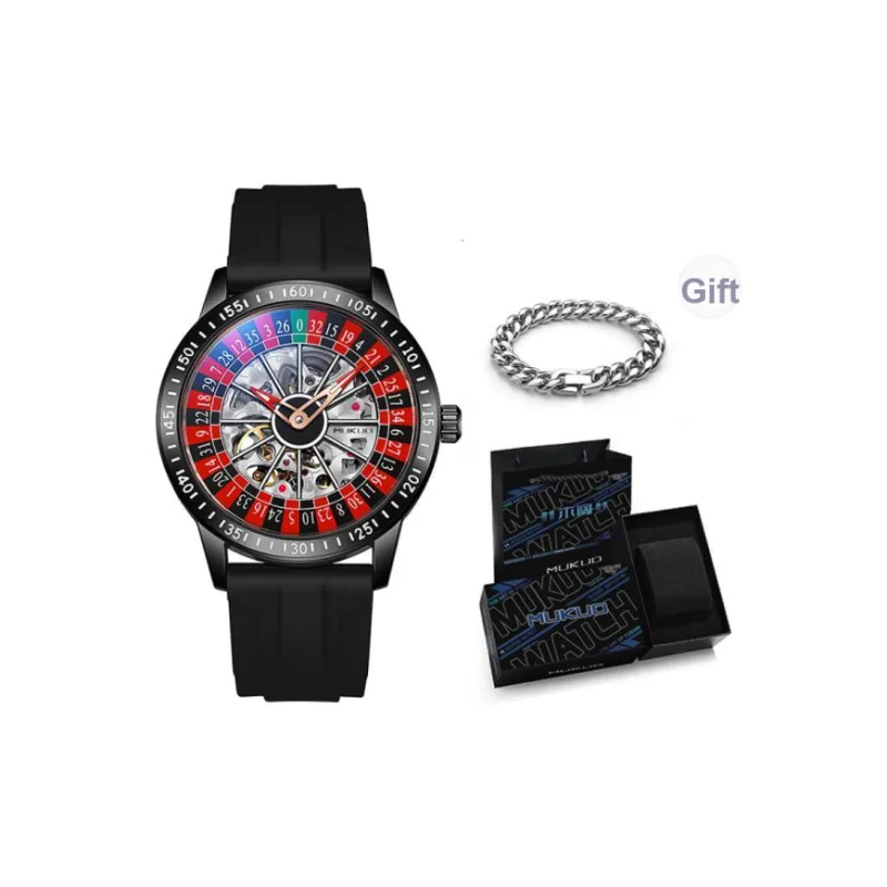 MUKUO Автоматический Механический Механизм Мужские Часы 42 мм Красный