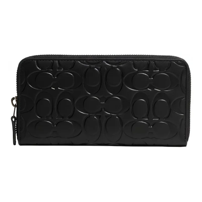 COACH Accordion Wallet Коровья кожа Держатель для карт кошелек Женские Черный