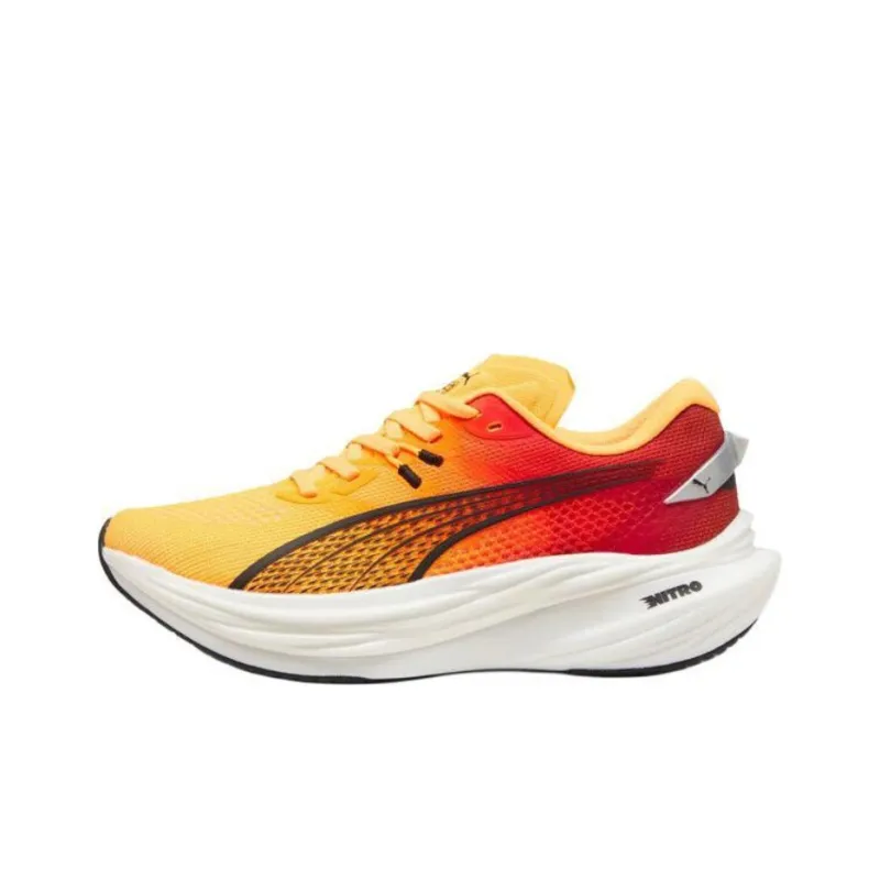 PUMA Deviate NITRO 3 Slip-on Устойчивый Низкий Топ Повседневные Беговые Кроссовки Женские Желтый Красный Белый