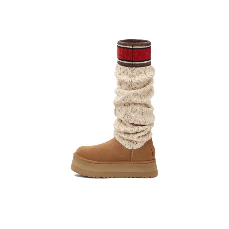 UGG Высокие ботильоны женские коричневый белый красный