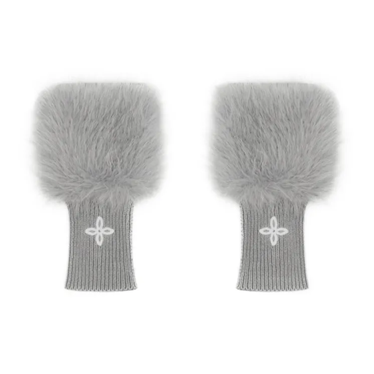 SMFK Трикотажная хлопковая нить + искусственный мех ткань аксессуары женский пыльно-серый