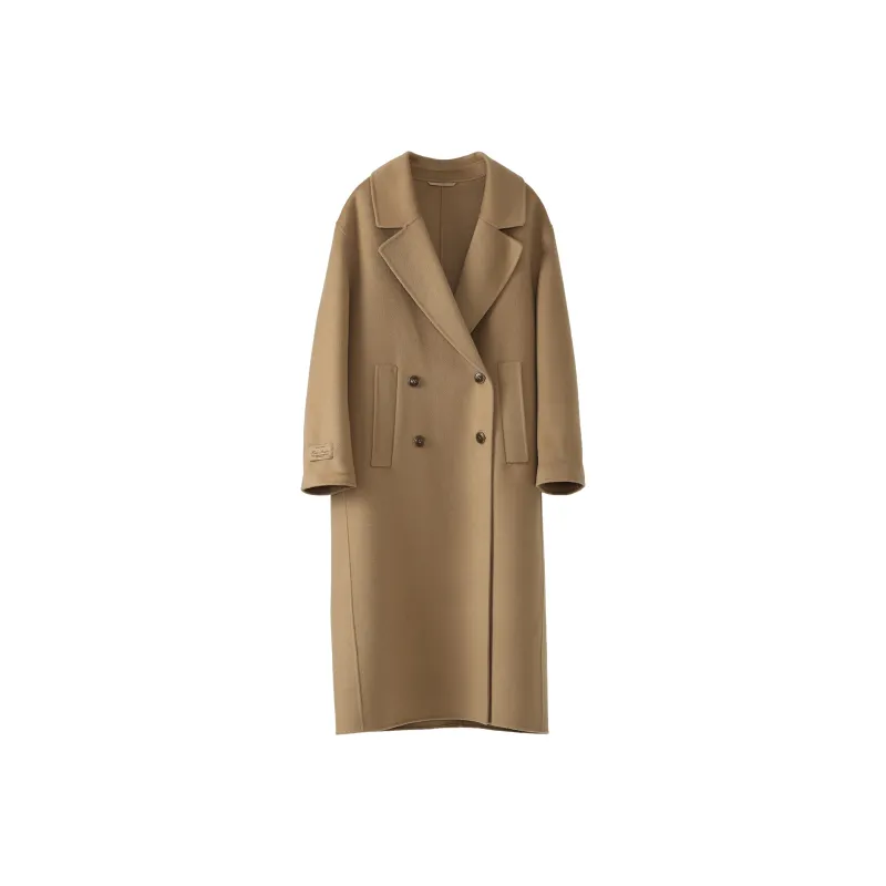 Fstudio Корейский стиль Коммутирование Элегантность Премиум Feel Двойная сторона Шерсть Длинный пальто Женские