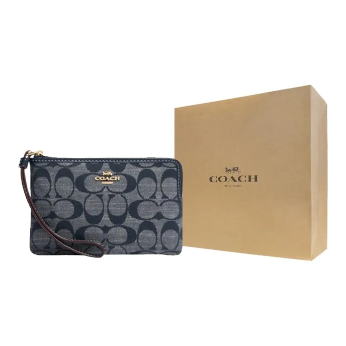 COACH Nolita Ткань Запястье Сумка Клатч Маленький Женские Джинсовый синий