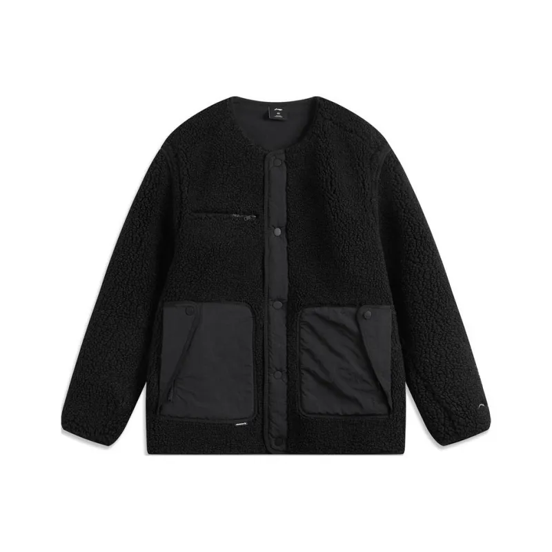 LINING Круглый вырез Одинарный застежка Теплый Длинный рукав Трикотаж Мужской Черный