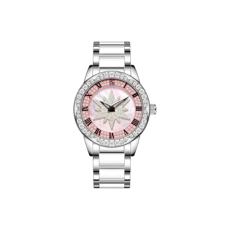 BCBGMAXAZRIA Наручные часы Кварцевый механизм Металлический ремешок Жемчужная раковина Циферблат Цвет Женские часы