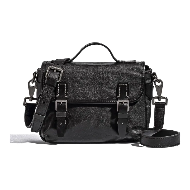 Ace Paul Растительное дубление крупнозернистая текстура кожа коровы ручная сумка сумка через плечо большая мужская черная