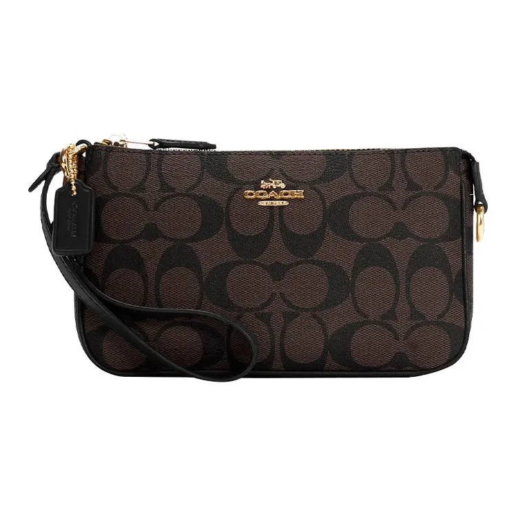 COACH Nolita Холст с покрытием и гладкая кожа Маленькая сумка на запястье Сумка Клатч Маленькая Женская