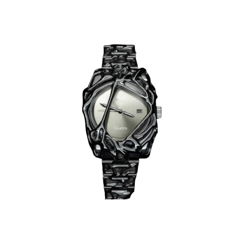 Oulm Кварцевый механизм механизм из сплава ремешок унисекс черный циферблат водонепроницаемый