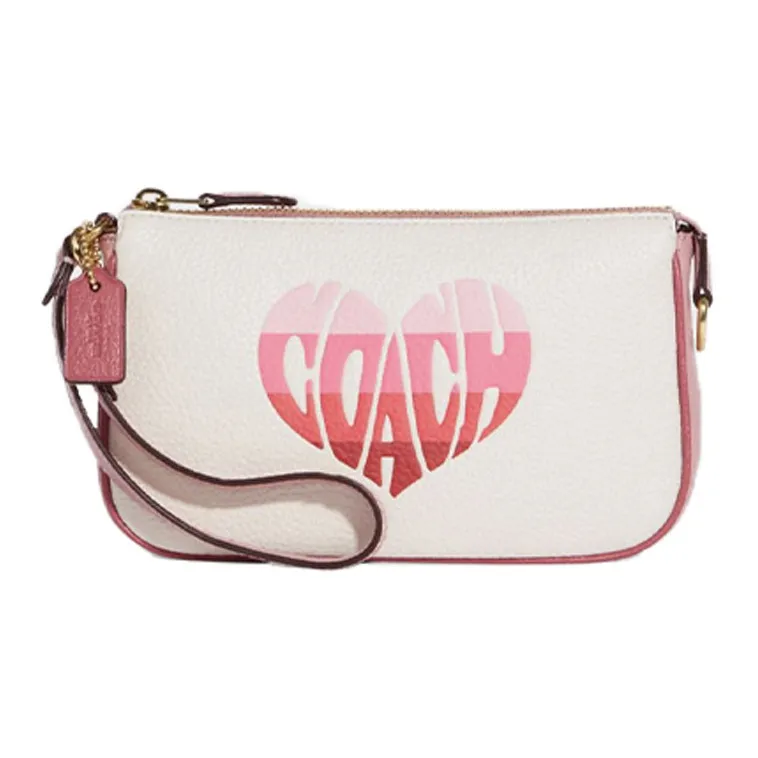 COACH Nolita Коровья кожа Маленькая сумка Сумка через плечо Сумка на запястье Клатч Маленький Женский Белый и Розовый