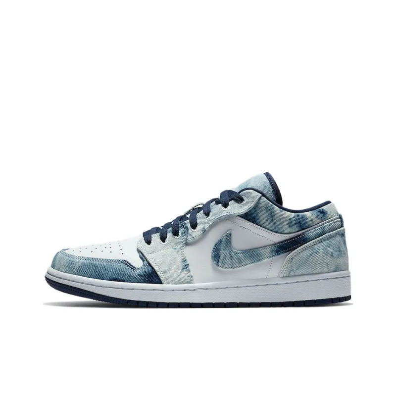 Jordan Air Jordan 1 Low SE Denim Wash Кожа Устойчивая к истиранию Низкий топ Винтажные баскетбольные кроссовки Мужские