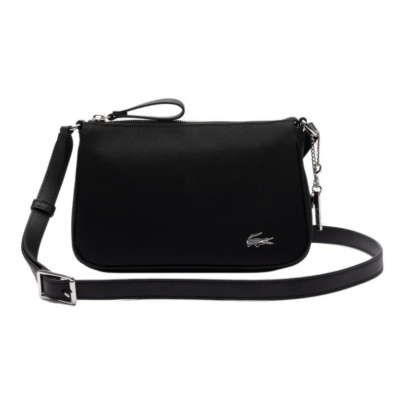 LACOSTE Полиэстеровая ткань покрытая волокном сумка через плечо женская черная