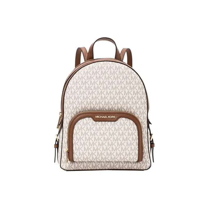 MICHAEL KORS Покрытый холст с кожаными вставками рюкзак женский ванильный и коричневый