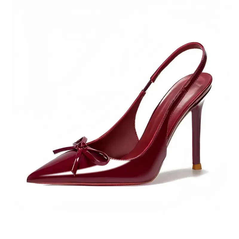 Crelinkxlat VALENTINE'S Подарочный набор розовый французский заостренный носок бант с открытой спиной узкий каблук