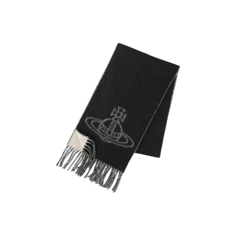 Шарфы из шерсти Vivienne Westwood унисекс черные серые