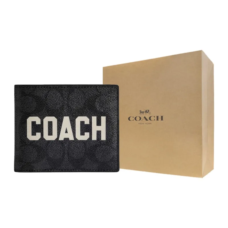 COACH 3 IN 1 Wallet Покрытый холст с телячьей кожей Кошелек Стандартный (стандартный) Мужской Многоцветный Антрацит