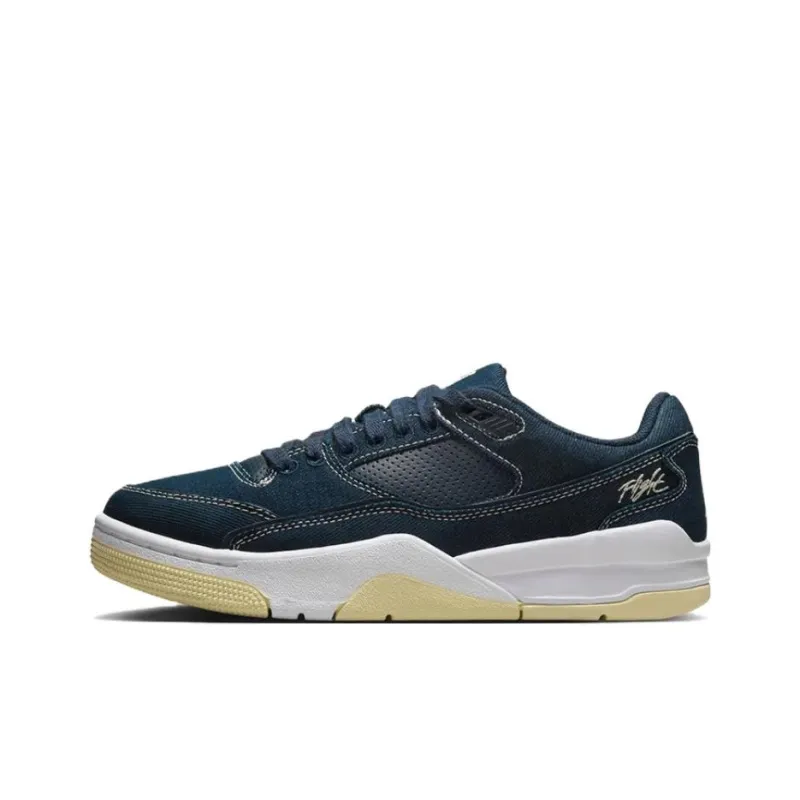 Jordan Flight Корт Аbrasion Resistant Низкий Топ Винтажные Баскетбольные Кроссовки Женские Сине-Белые