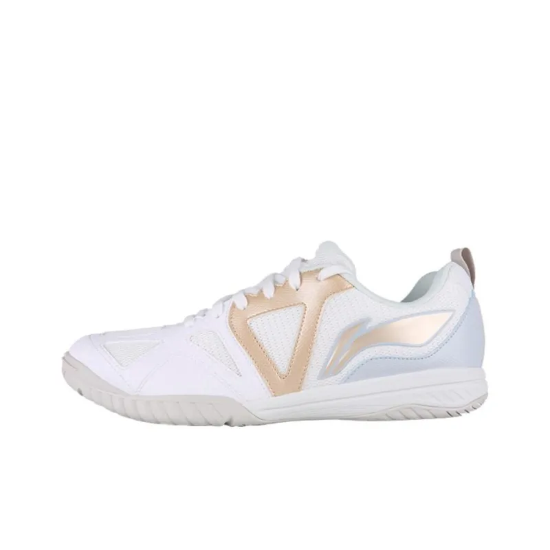 Li NING Износостойкая Дышащая Низкая Обувь для настольного тенниса Унисекс Белый Золото