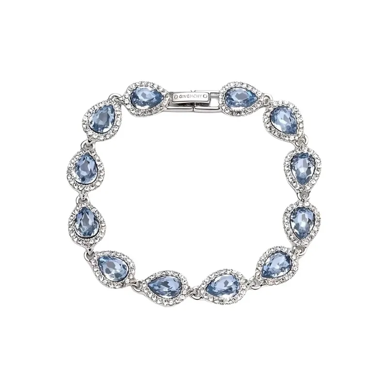 GIVENCHY Цинковый Латунь Стекло Кристалл Браслеты Женские Серебристый Синий