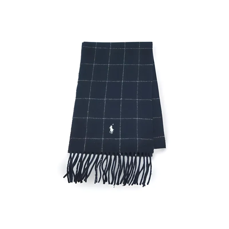Шерстяные и нейлоновые вязаные шарфы Polo Ralph Lauren унисекс морского синего цвета