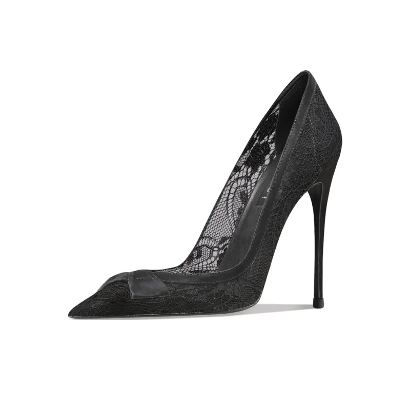 Suyymakk Сетчатая ткань Узкий каблук Высокие каблуки Женские Черный