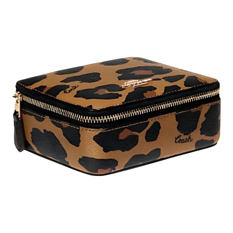 COACH Canvas Пэчворк с гладкой кожей сумка для хранения макияжа чехол минималистский женский черный коричневый